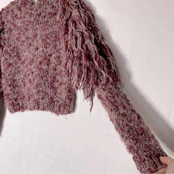 Vintage Gil Aimbez Static Avant Garde Handmade Burgundy Shaggy Sleeve Sweater S - Picture 9 of 15